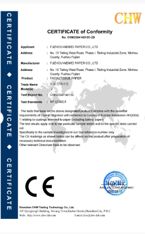WEIMEI CE conformity certificate